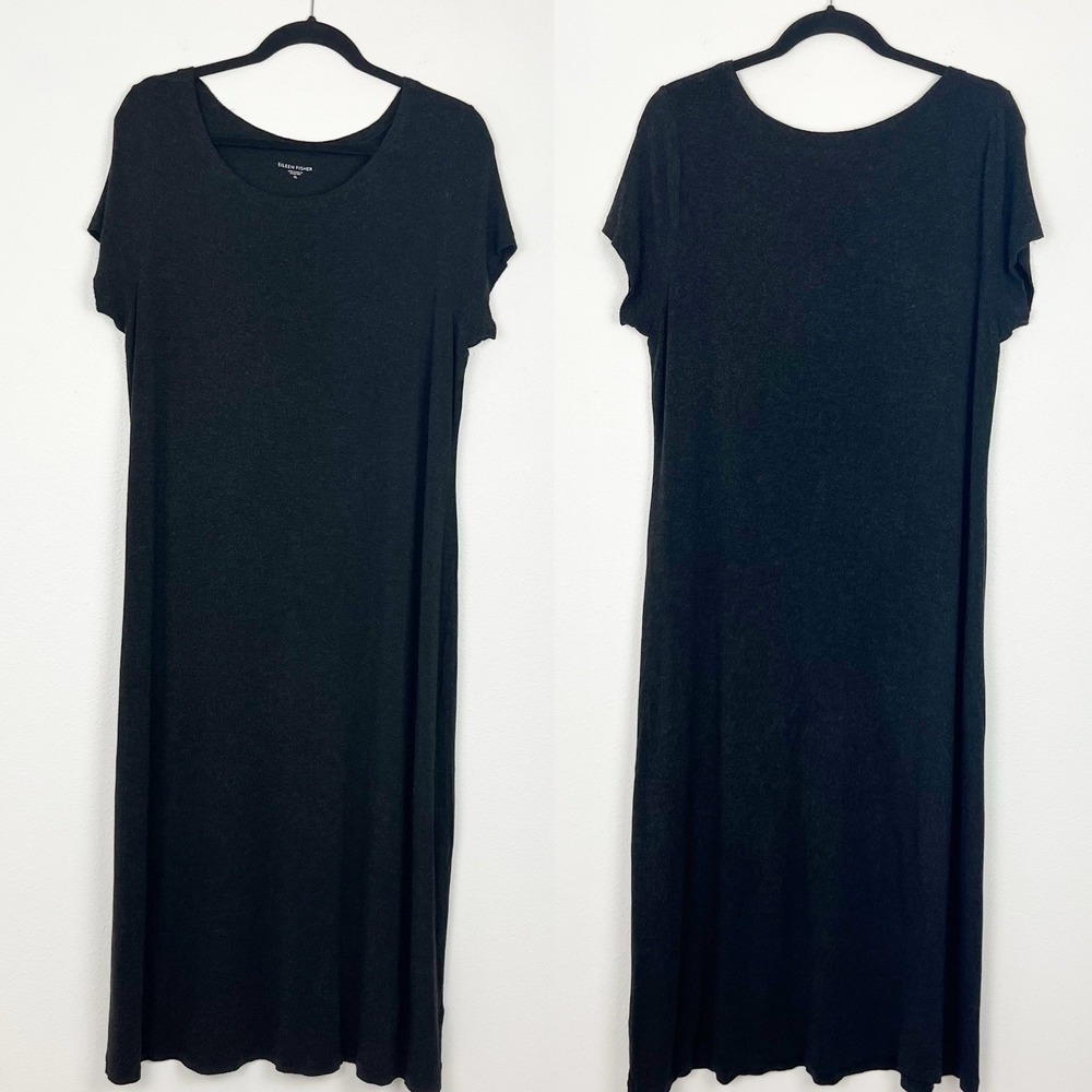 Eileen Fisher Gray Maxi T-Shirt Dress - Picture 2 of 8